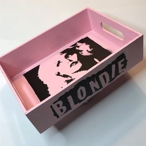 ⚡️BLONDIE Rocker Box Tray graffiti matte black on gloss light pink 5x7x2”